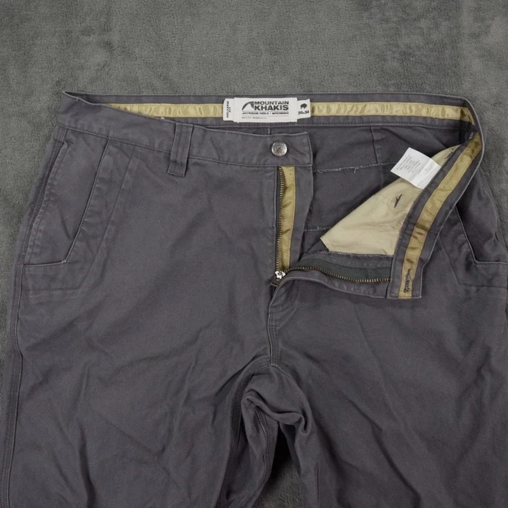 Mountain Khakis Relaxed Fit Pants Men 38x34 Gray Canvas Gusseted Outdoor‎ Hiking